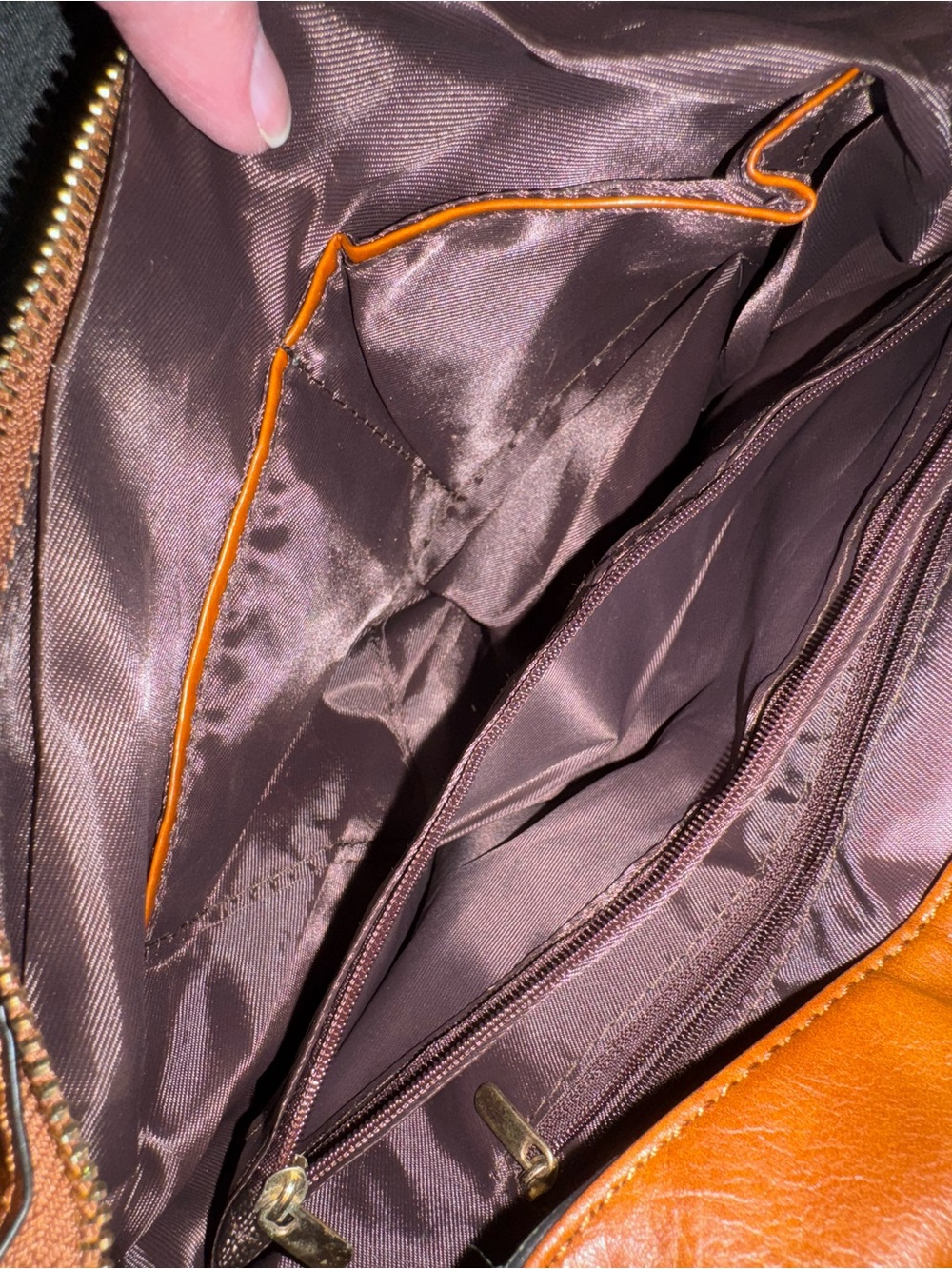 Brown Faux Leather Slouchy Hobo Shoulder Bag NWT Side Pockets Crossbody Strap - Picture 8 of 11
